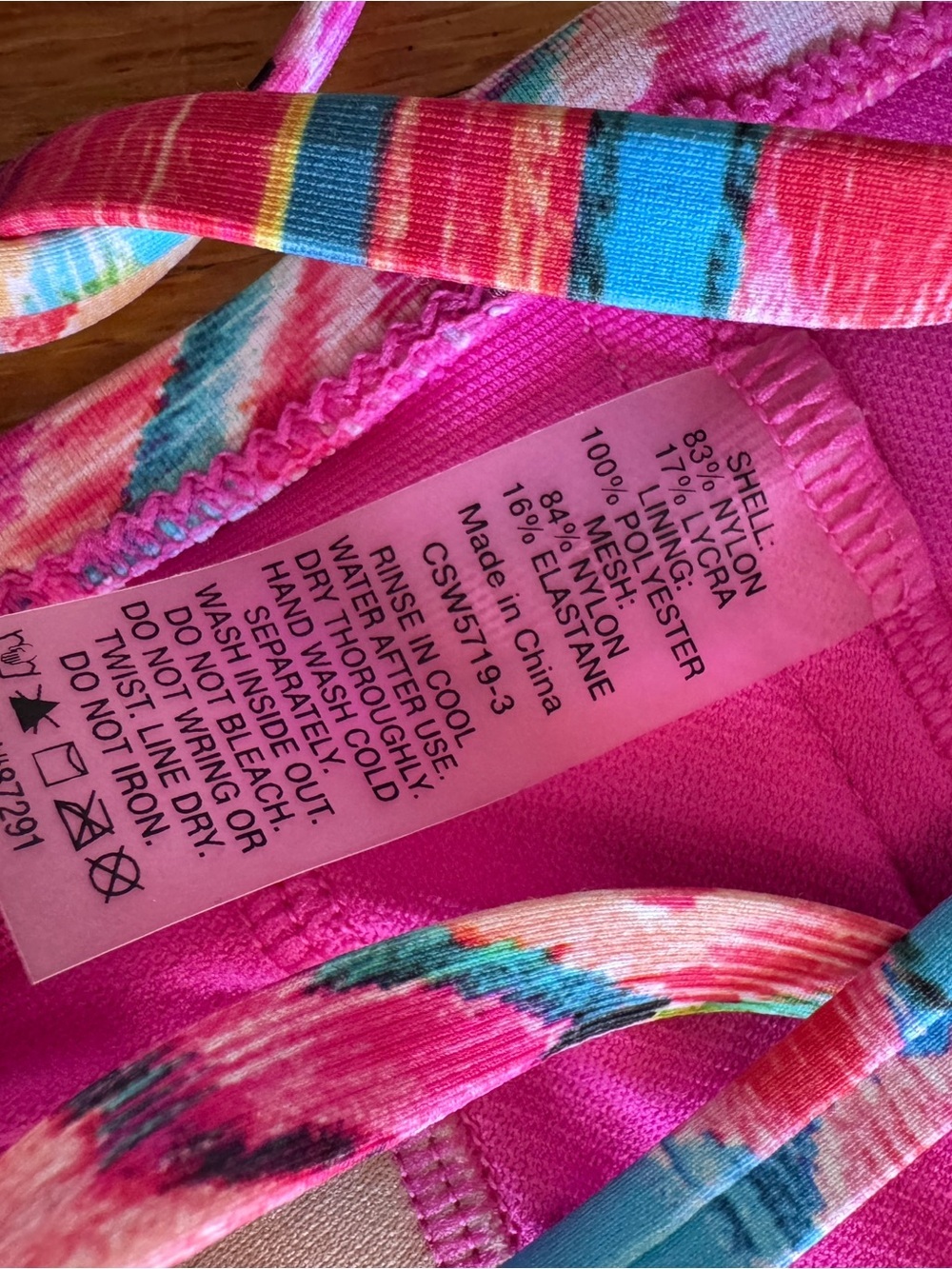 Johnny Was NWT Isabella Tie Back Striped Bikini Top — Blue, Pink, Yellow - Picture 6 of 6